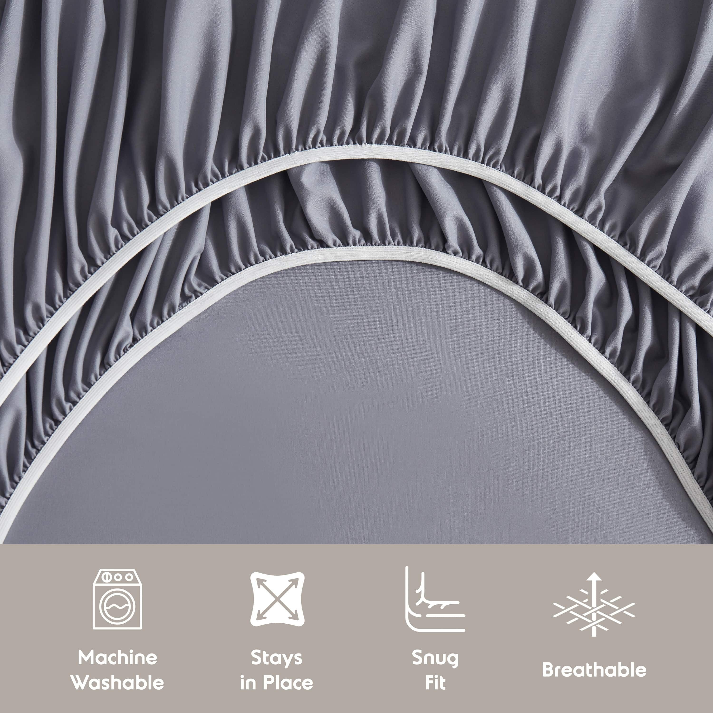 Full Size Sheets Set, 1800 Series Bed Sheets Full 4 Piece, Luxury Soft Microfiber Full Sheet Sets, Gray - Image 4